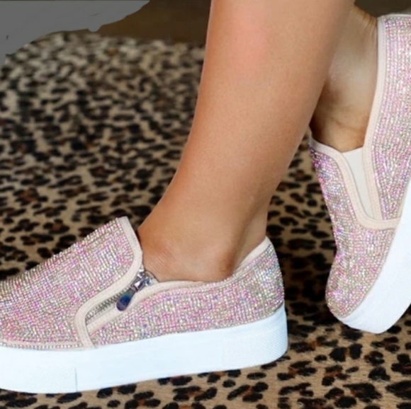 Shoes - Blinged out slip on sneakers
